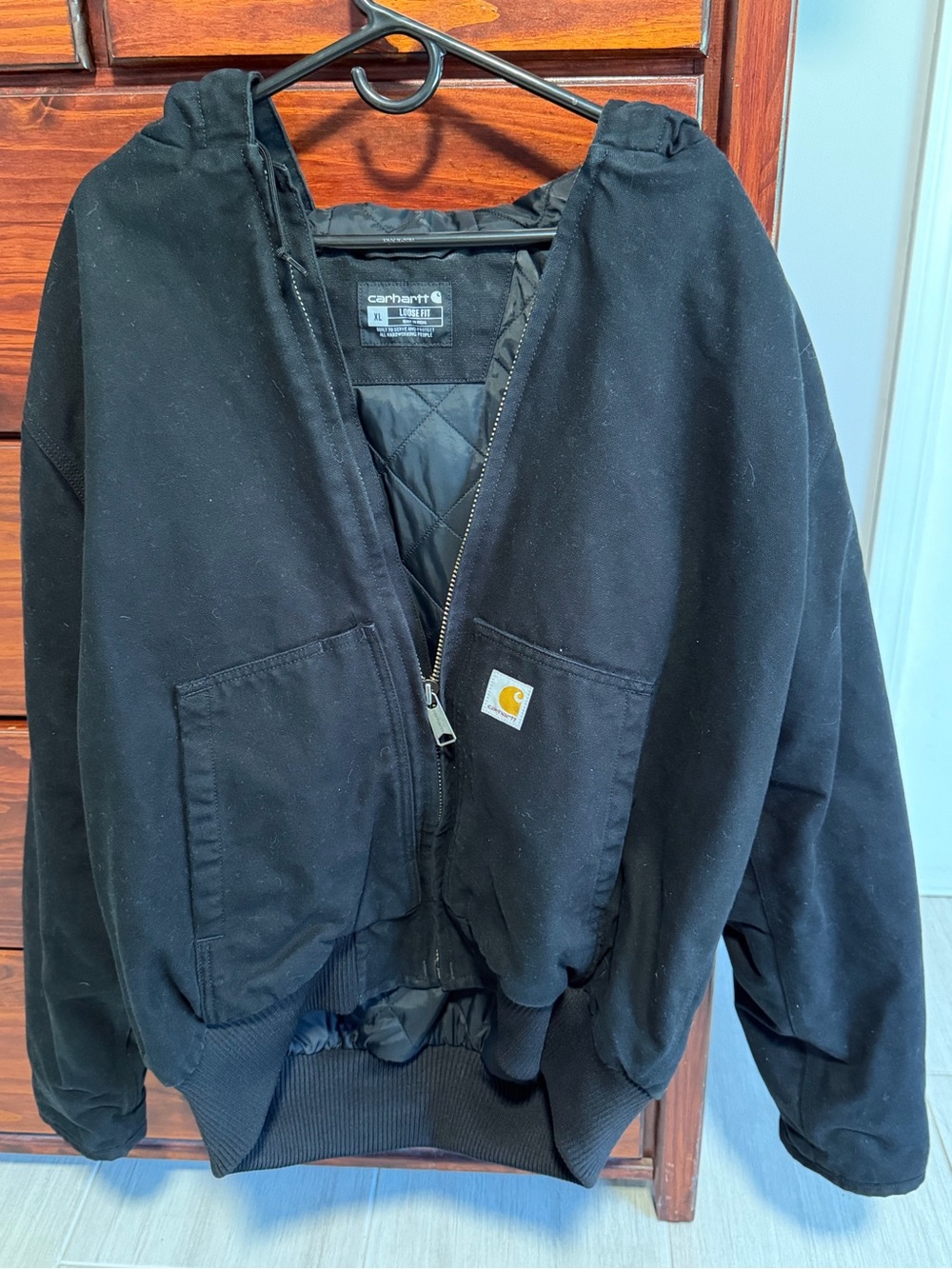 Carhartt Black Quilted Hooded Puffer Jacket